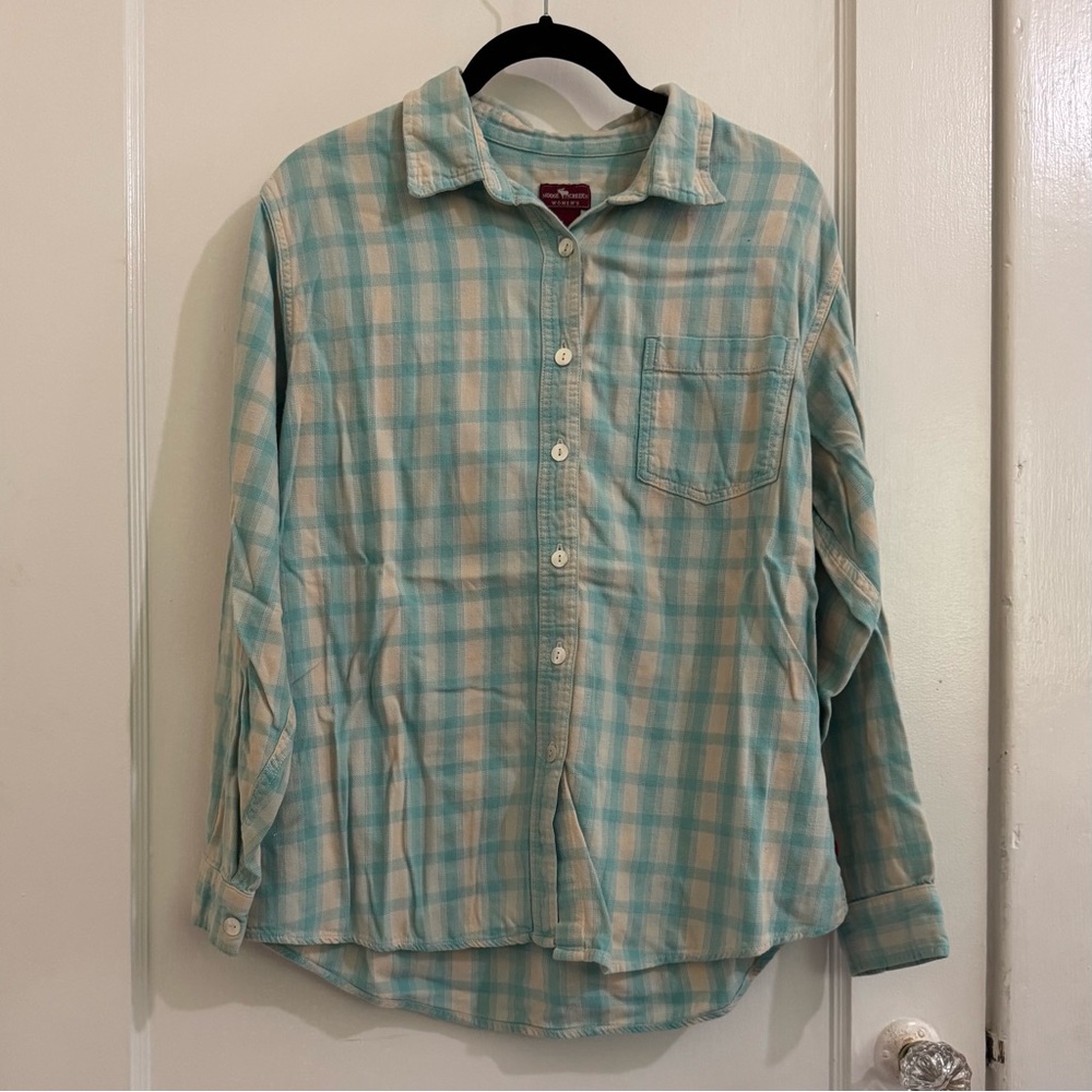 Moose Creek Cream and Aqua Plaid Flannel